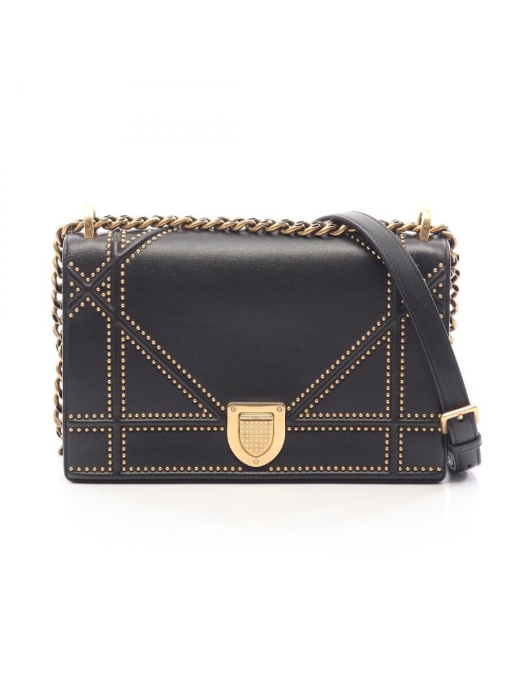 Dior Shoulder Bag Ama Black Leather Diorama Chain Medium